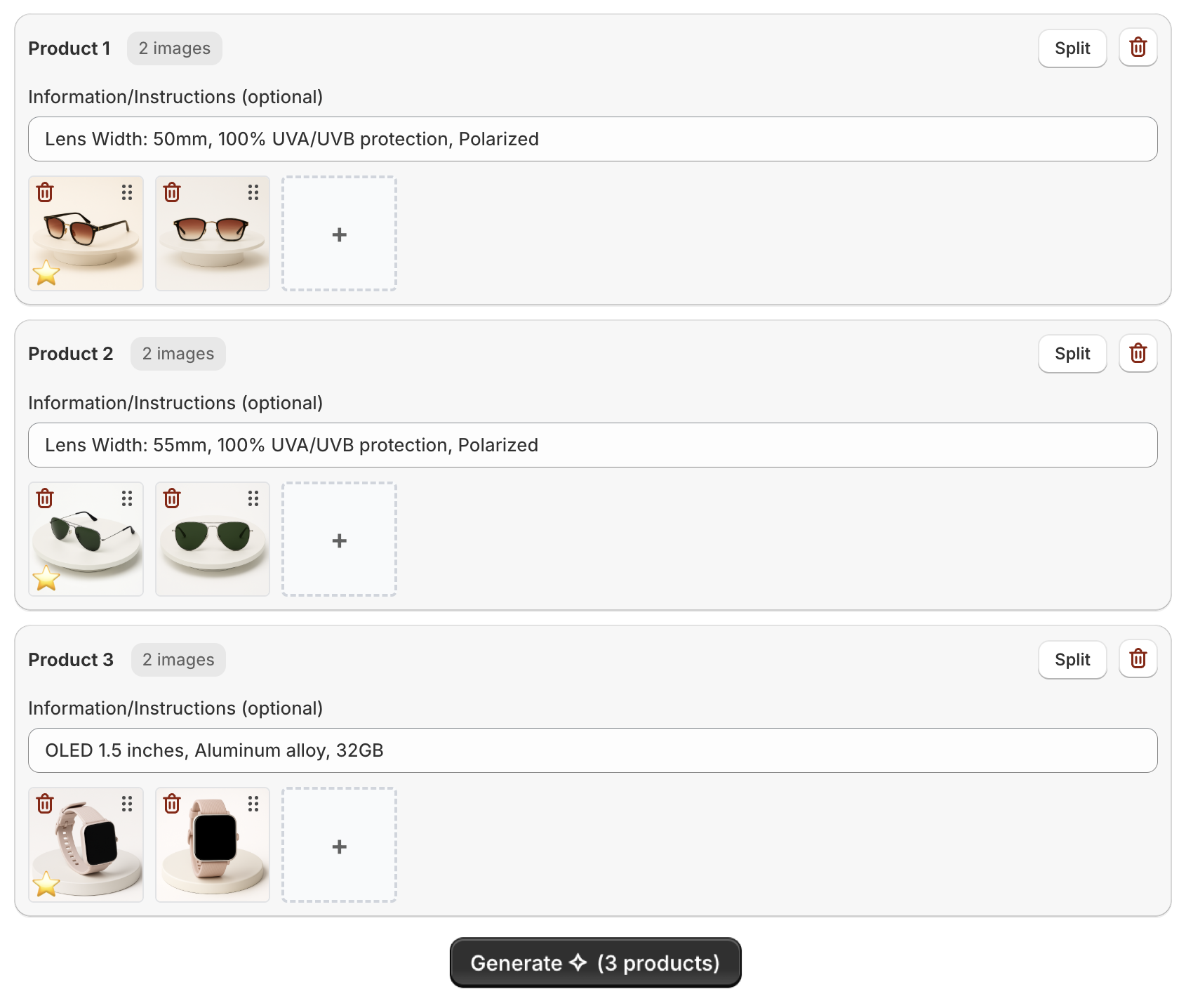 Listagrow Shopify App, bulk upload images to generate product listings